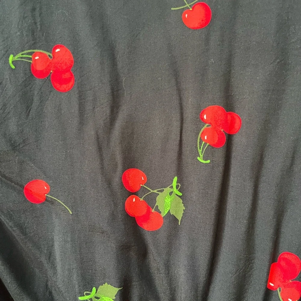 ModCloth Black Romper with Cherry Print Size Large - Picture 6 of 7